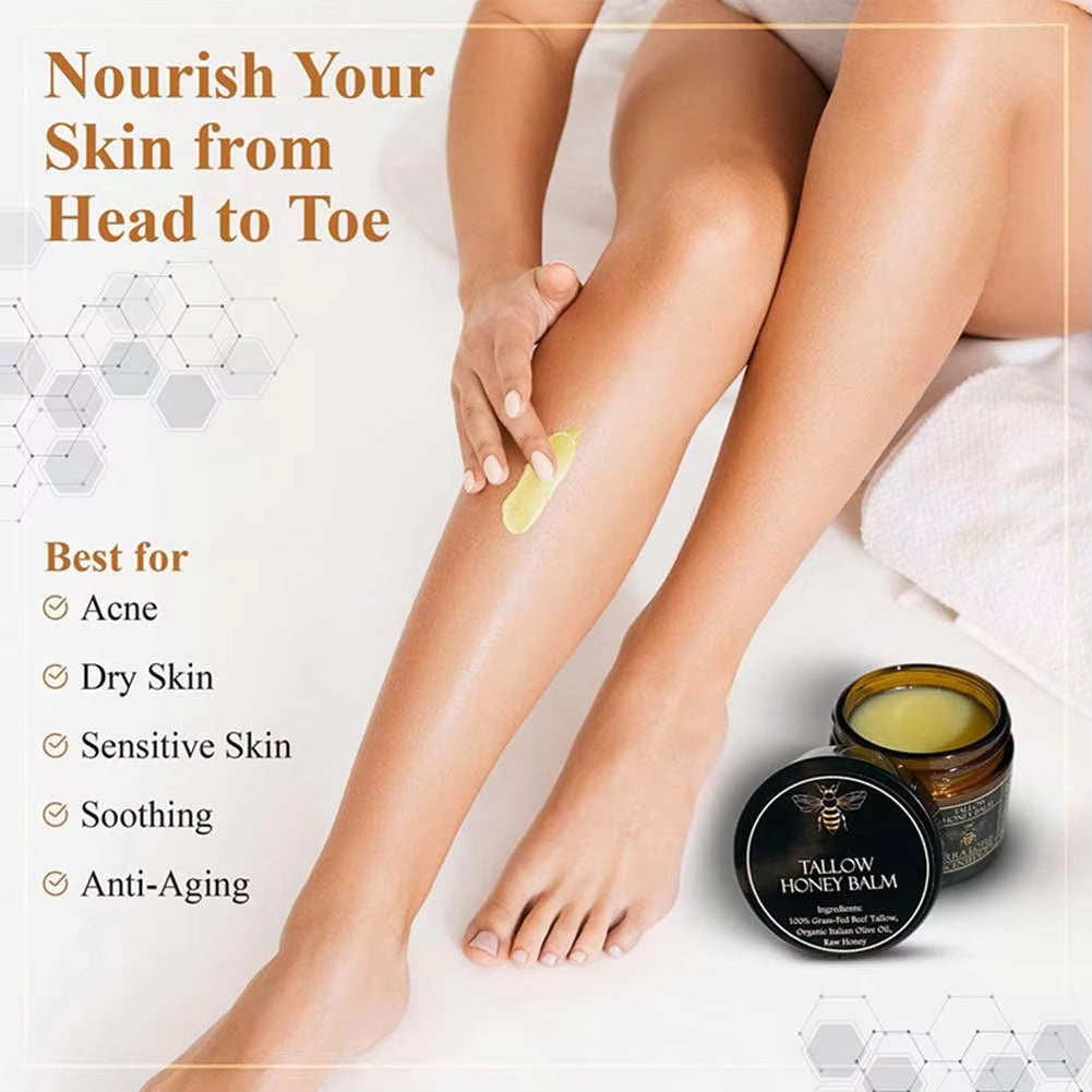 Organic Grass Fed Beef Tallow Balm With Raw Honey Moisturizing Cream