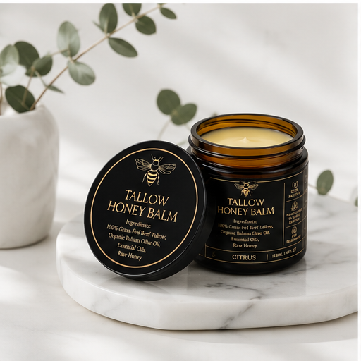 Organic Grass Fed Beef Tallow Balm With Raw Honey Moisturizing Cream
