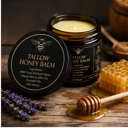 Organic Grass Fed Beef Tallow Balm With Raw Honey Moisturizing Cream